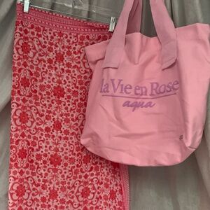 la Vie en Rose Pink Canvas Tote Bag